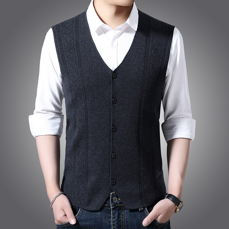 2021 autumn/winter new men's wool vest youth leisure cardigan men's sweater vest vest vest for men