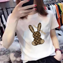 Summer cotton short sleeve T shirt for women loose new Korean style round collar large size printed combed cotton half sleeve T shirt for women