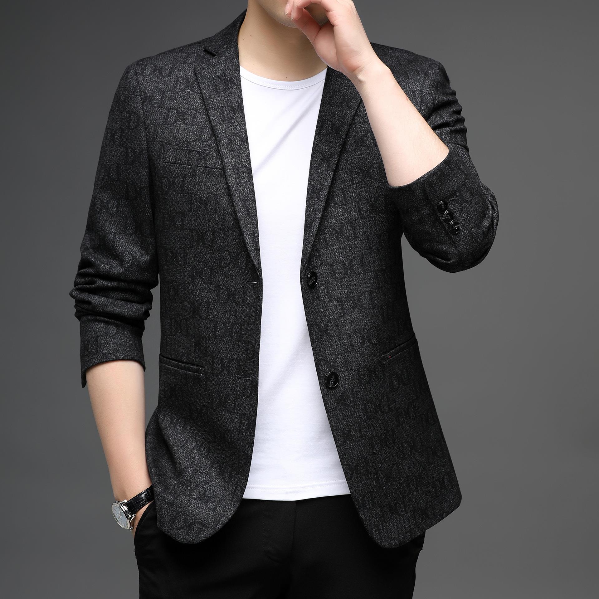 Light luxury letters suit men leisure spring and autumn new suits men trend slim coat thin tt-KB7041