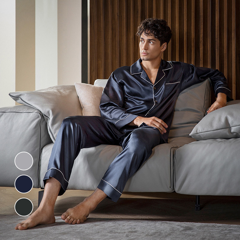 60 pairs Tencel Men's Long Sleeve Trouser Set Drape gloss home wear pyjama pants