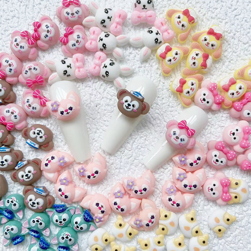 New cartoon nail accessories animal Fox Lina Belle Duffy Internet celebrity DIY phone case nail accessories