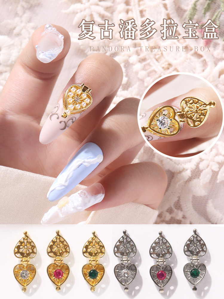 Diamond love treasure box Pearl Moonlight Pandora's box movable nail decoration materials