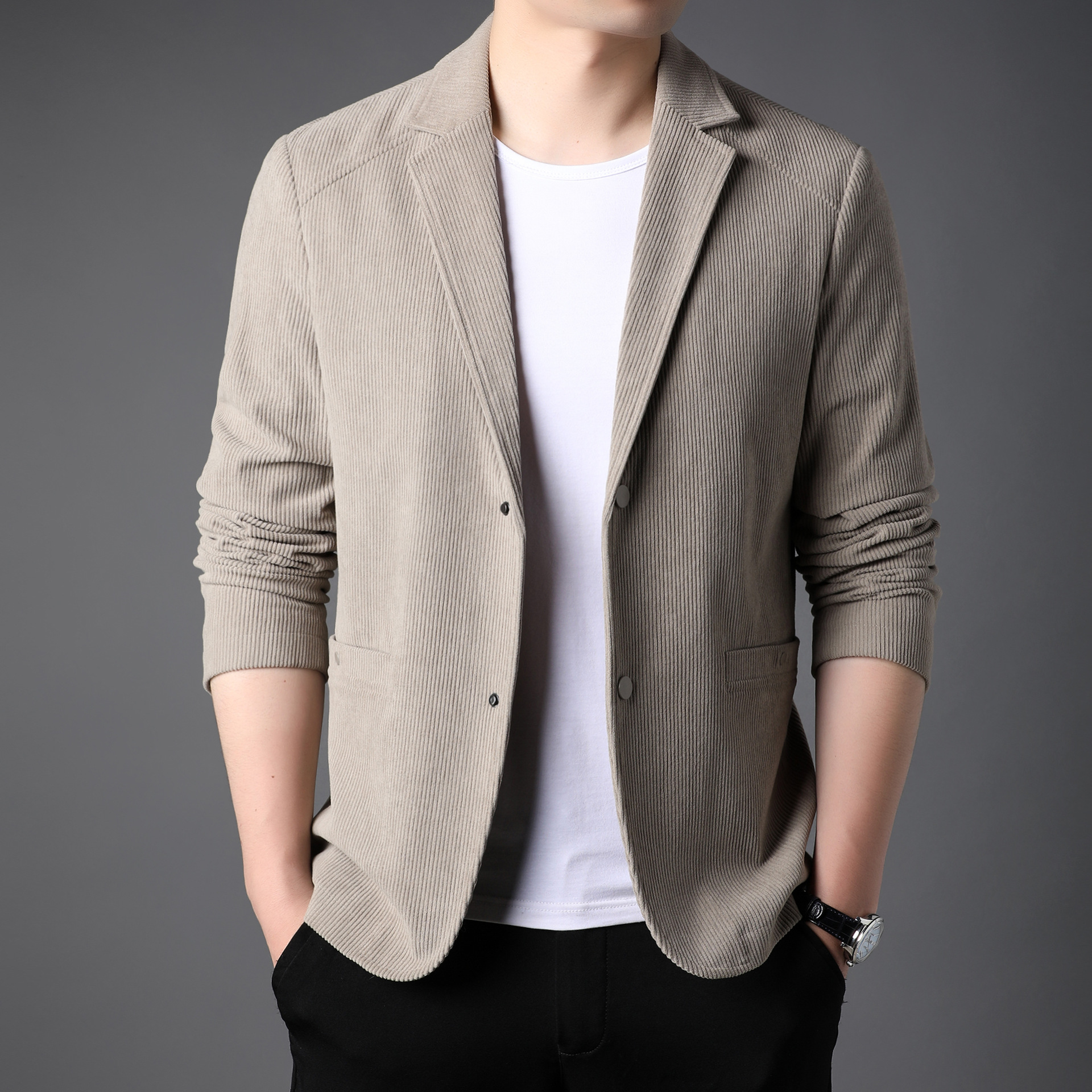 Corduroy suit men early spring 2022 new Korean business fashion loose casual velvet suit jacket