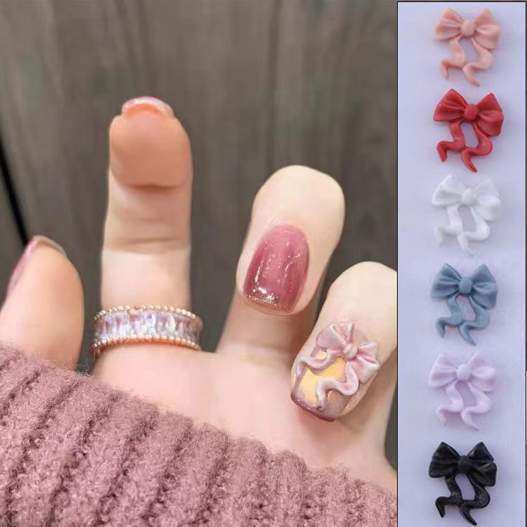 Small bow resin nail decoration mixed red network explosion three-dimensional ribbon bow nail decoration