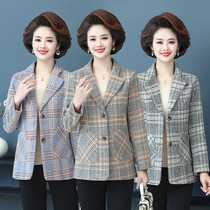 Mother spring casual temperament suit jacket 40-50 - year - old ladies noble western style short plaid coat
