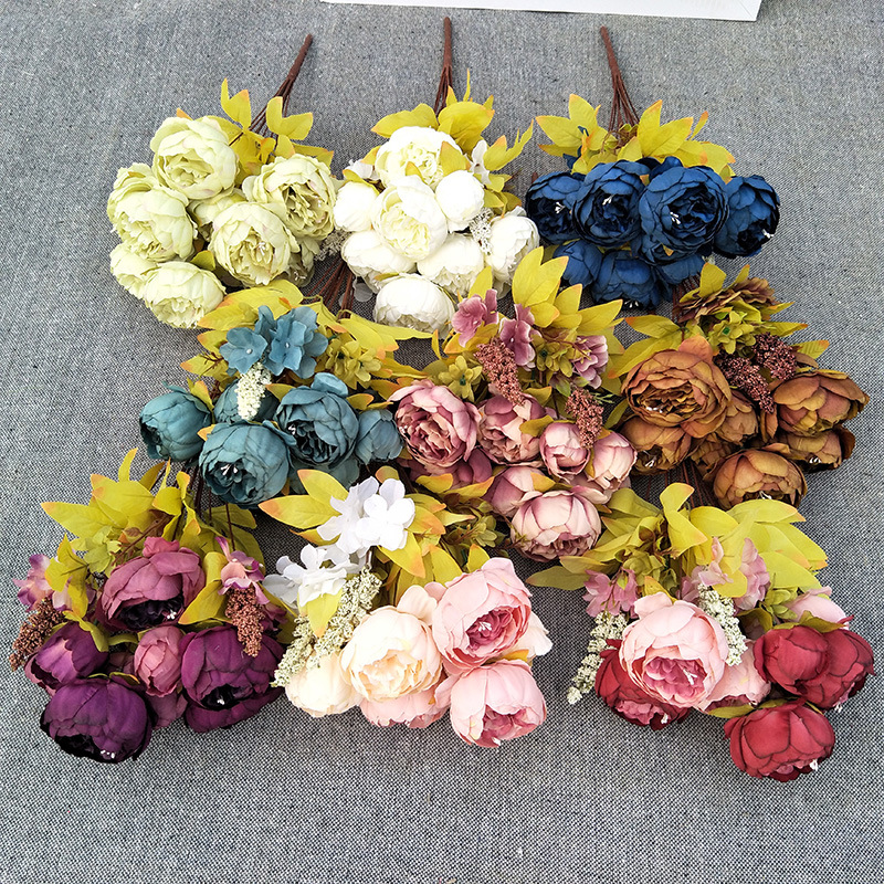 Imitation flower wedding decoration European autumn peony shooting props fake flower grinding wool cloth imitation Anemone No.2 thumbnail