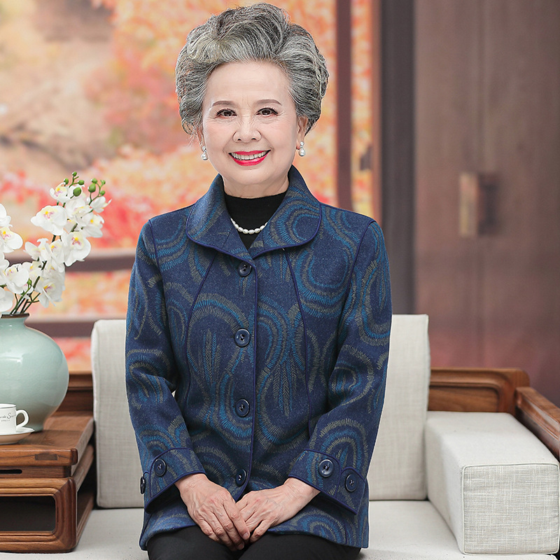 Grandma autumn and winter coat Woman middle-aged and old people autumn clothes woolen coat mother old people woolen clothes fashionable old lady