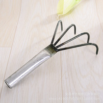 Old fashioned hand forged steel rebar four-tooth rake rake rake rake rake rake flat rake iron pickpocket farm tool