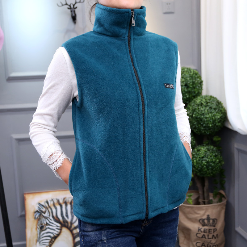Middle-aged and elderly shake grain velvet waistcoat female increase warm spring and autumn vest leisure sports coat mother loaded thick jacket