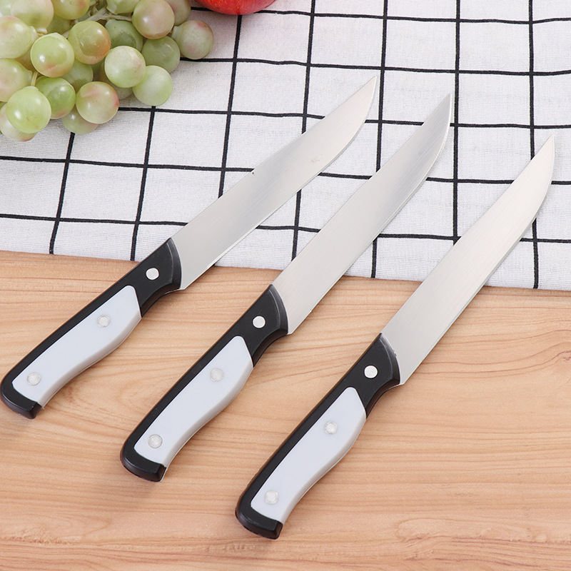 309 stainless steel fruit knife 2-yuan store, family street stall supermarket, black and white handle fruit knife wholesale Specification image