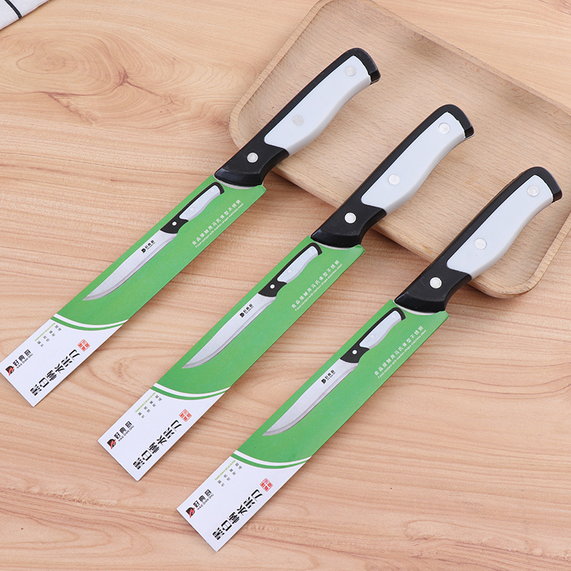 309 stainless steel fruit knife 2-yuan store, family street stall supermarket, black and white handle fruit knife wholesale details Picture