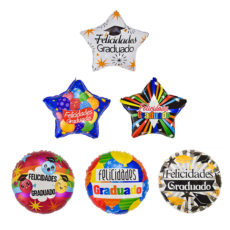 New cross-border Spanish students graduation season aluminum film balloon 18 inch printing party scene decoration ball wholesale