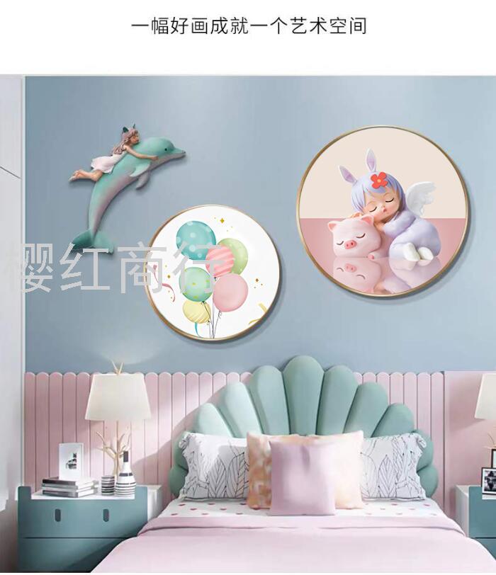 Dolphin fairy children's room bedroom decoration painting network red restaurant three-dimensional physical hanging painting Nordic small fresh mural thumbnail