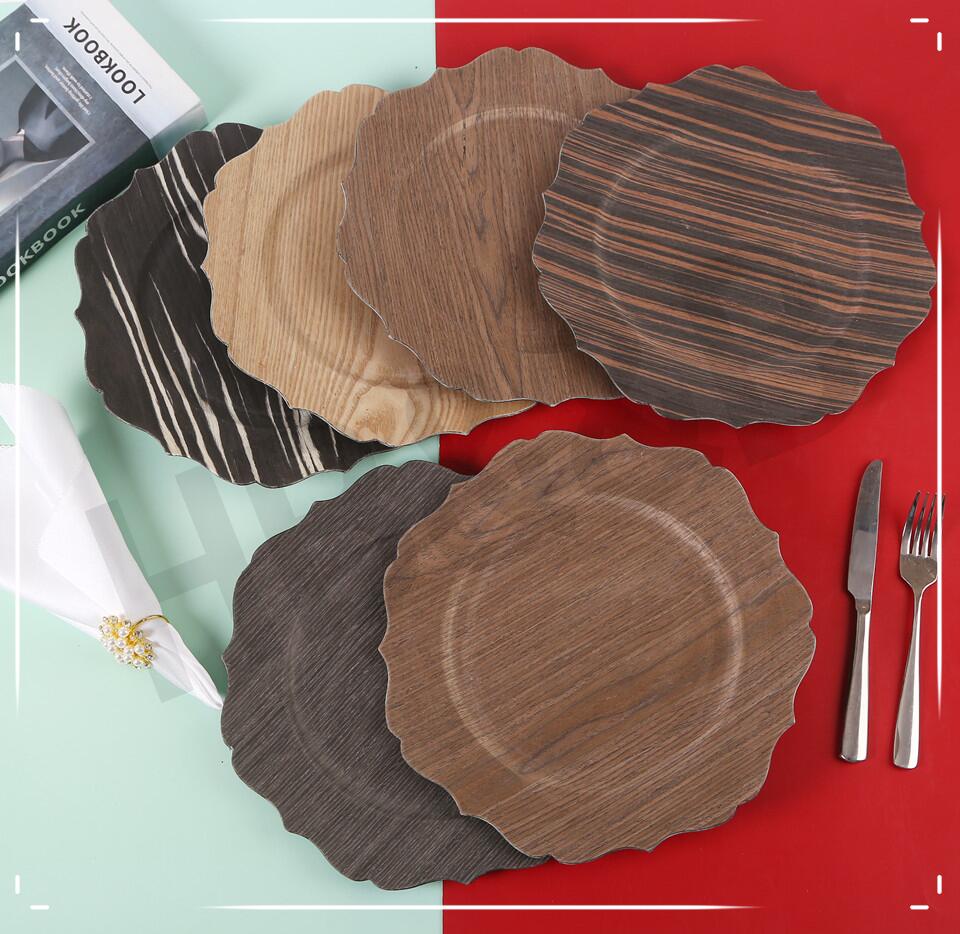 Fashion wood decorative plate plate plate plate plate hotel wedding placemat plate plate plastic plate electroplating process plate