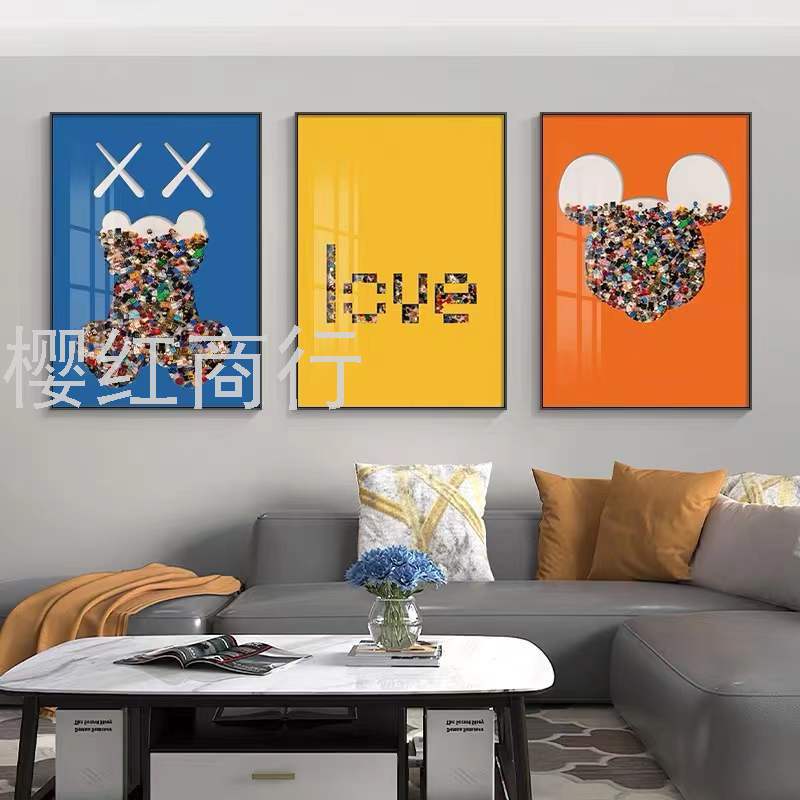 Cartoon Mickey Mouse, Lego living room decorative painting, action figure, violent bear Tide brand physical figure, children's room hanging painting