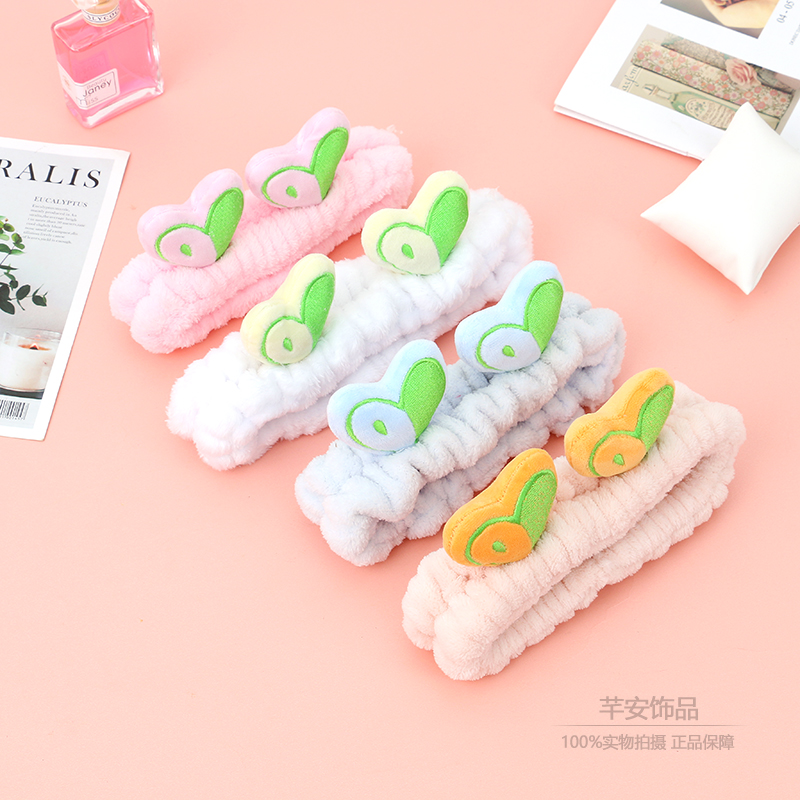 Korean Three-Dimensional Antler Love Headband Sports Face Wash Headband Cute Cartoon Girl Plush Headband Wholesale