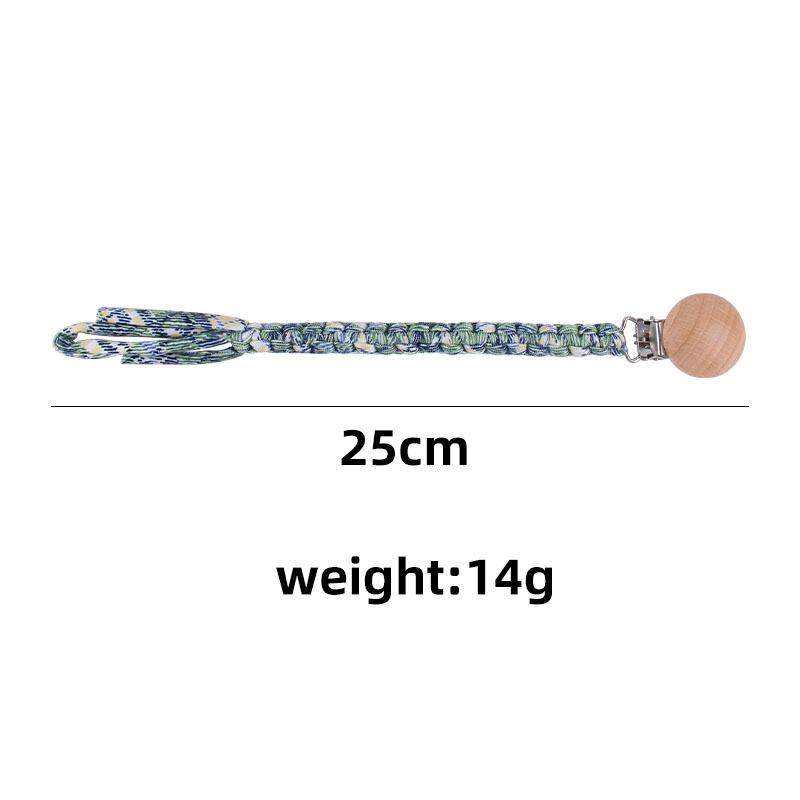 DIY beech wood pacifier clips for infants and young children, creative, pure hand-woven mixed color pacifier rope, anti-drop chain Item Picture
