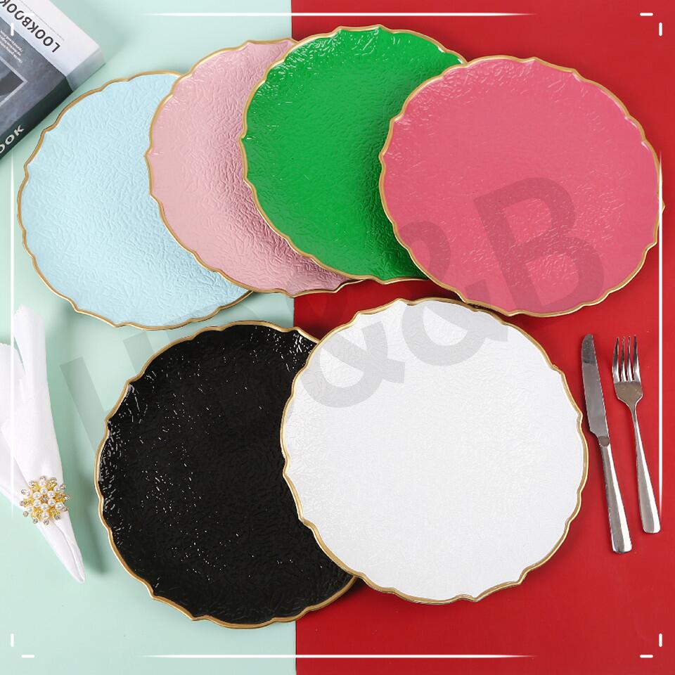 Fashion dark pattern decoration plate plate plate plate plate hotel wedding placemat plate plate plastic plate electroplating process plate