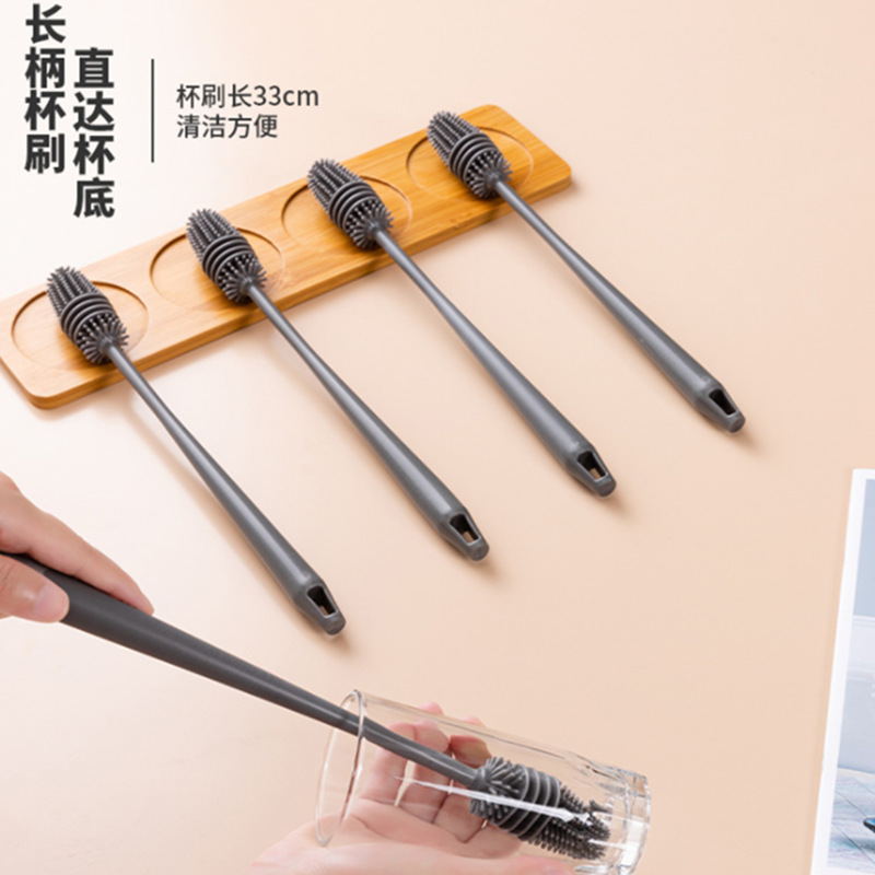 Cup washing brush, long-handled silicone, household cleaning brush without blind spots, baby bottle blender details Picture