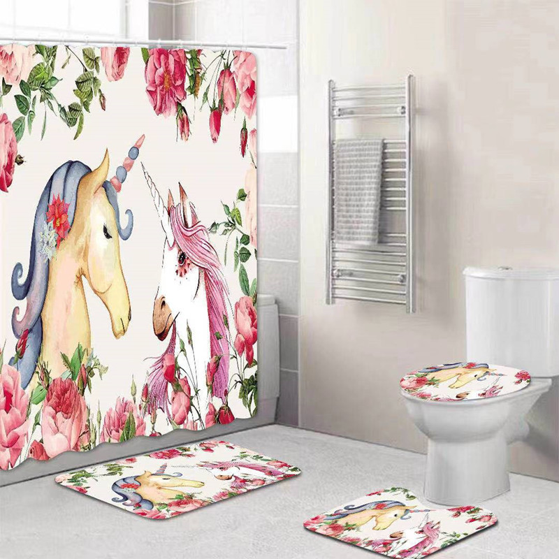 Shower curtain four sets of source manufacturers direct sales of four sets of digital printed shower curtain toilet three sets can do their own picture thumbnail