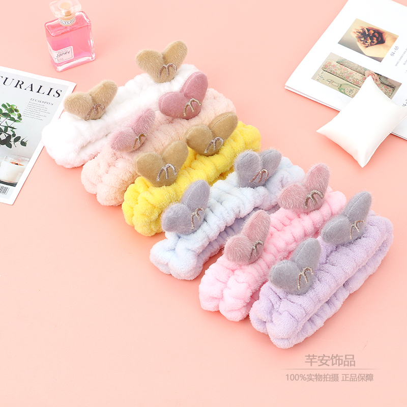 Korean Cute Cartoon English Letters Deer Horns Headband Girl Makeup Remover Face Wash Headband Sweet Creative Headband