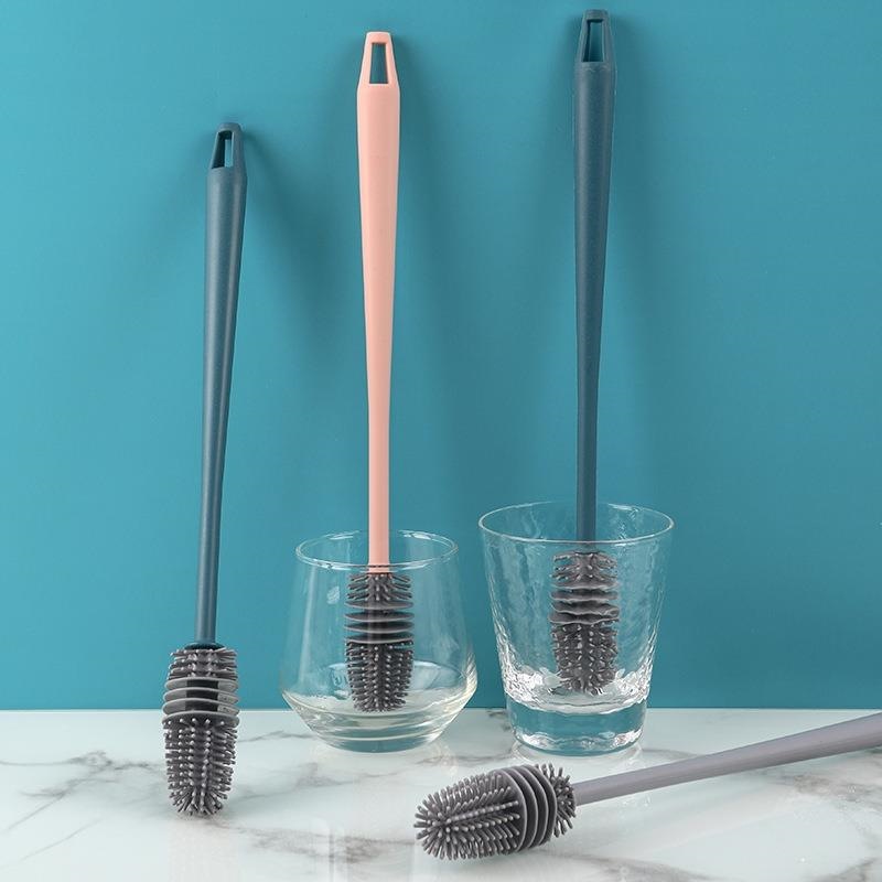 Cup washing brush, long-handled silicone, household cleaning brush without blind spots, baby bottle blender