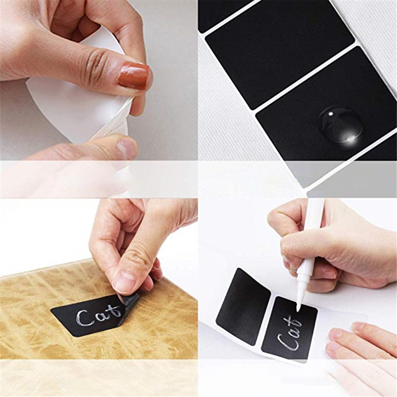 Waterproof Black Diy Sticker Can Be Repeatedly Erased And Written White Pen Convenient Blackboard Storage Pvc Name Sticker Application Scenario
