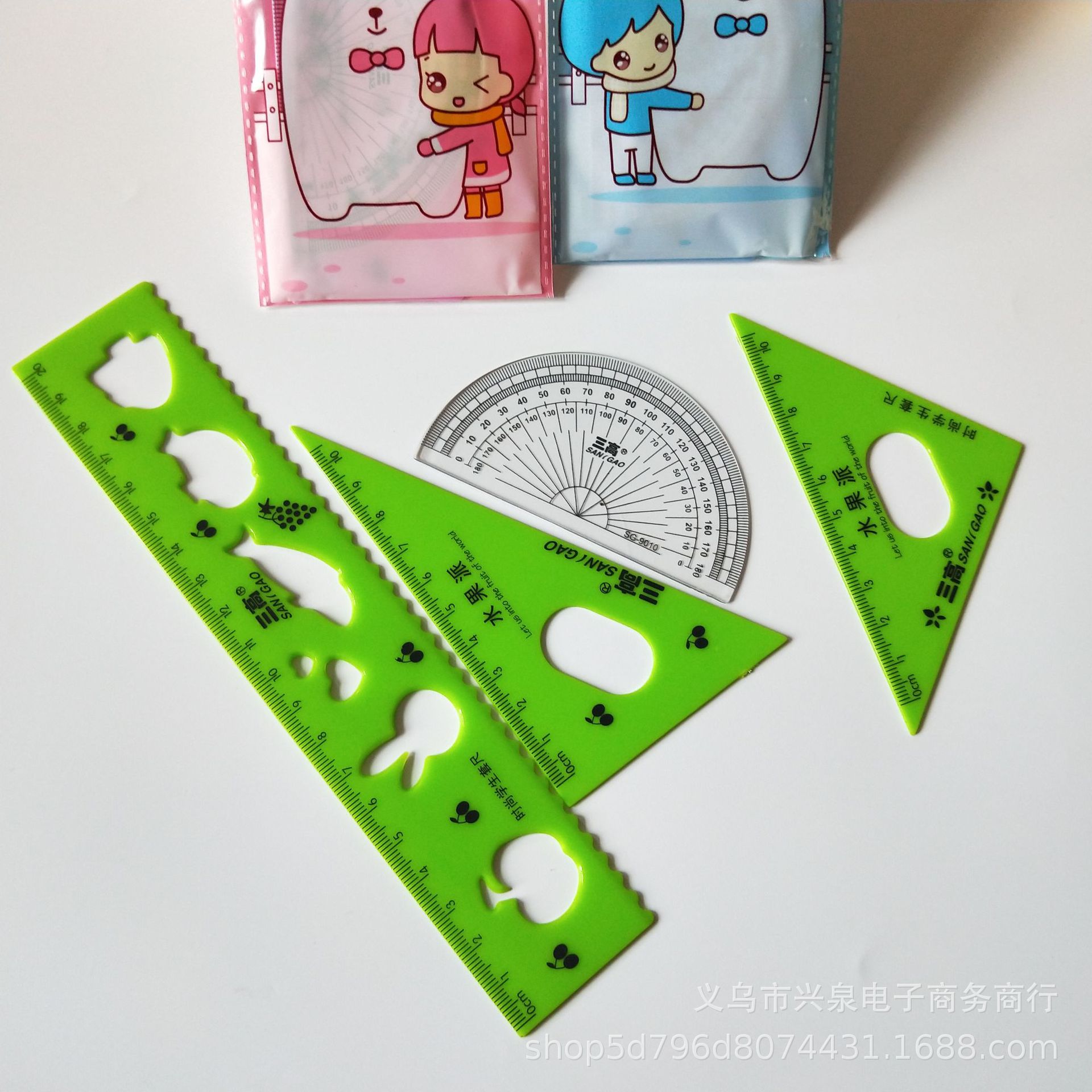1-yuan store ruler set, student ruler set, plastic children's learning ruler set, 1-yuan wholesale details Picture