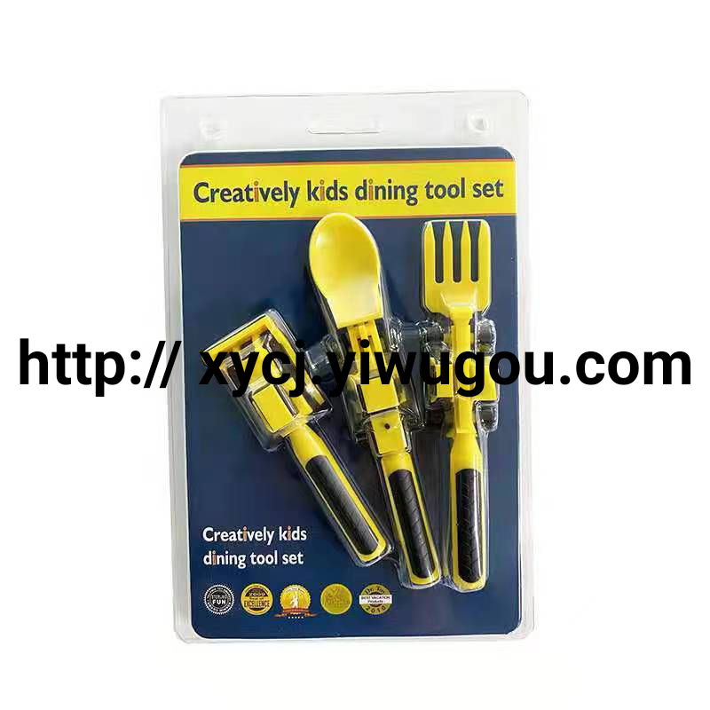 Dinneractive Children's car tableware Bulldozer Excavator Bulldozer 3-piece Set Fork, shovel and Plate set Specification image