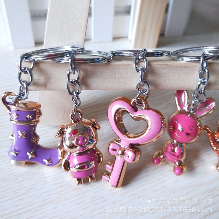 Creative cartoon pendants, golden cartoon keychains, student bag accessories, cute Korean-style pendants and keychains details Picture