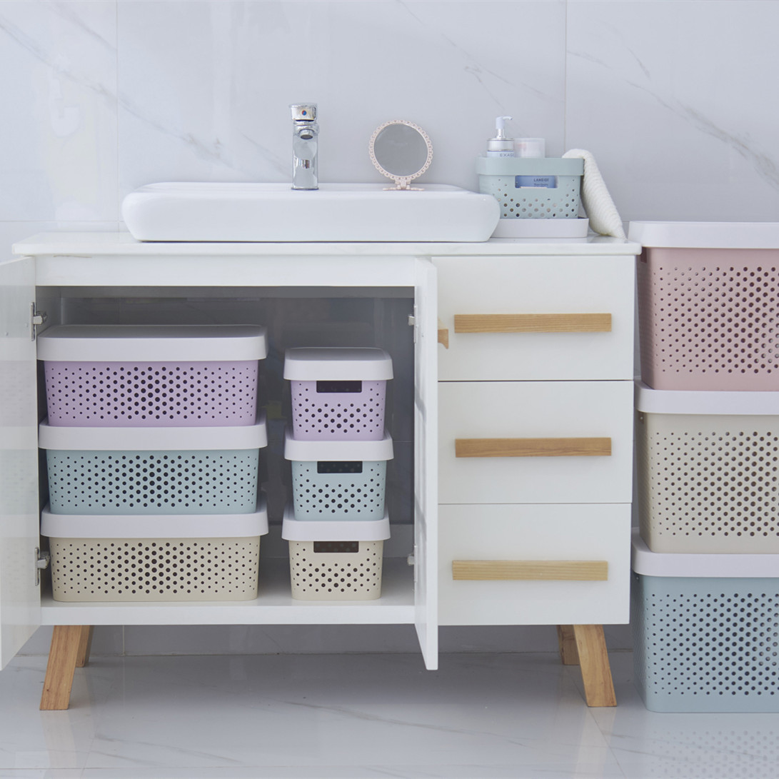 J25-6101 storage box, organizing clutter, storage basket, storage box, kitchen plastic box, stackable and combinable basket wholesale Specification image