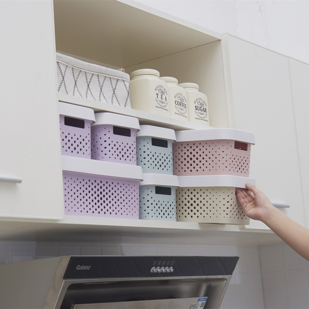 J25-6101 storage box, organizing clutter, storage basket, storage box, kitchen plastic box, stackable and combinable basket wholesale Application Scenario