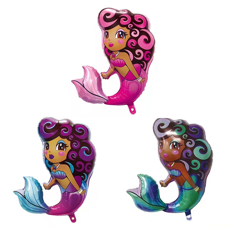 Cartoon mermaid aluminum film balloon Children's party holiday birthday decoration floating empty ball cross-border wholesale new thumbnail