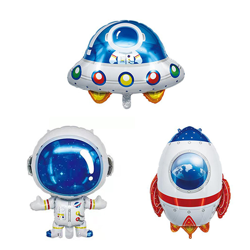 Cartoon space astronaut flying butterfly rocket aluminum film balloon Children's Day birthday party supplies decorate cross-border thumbnail