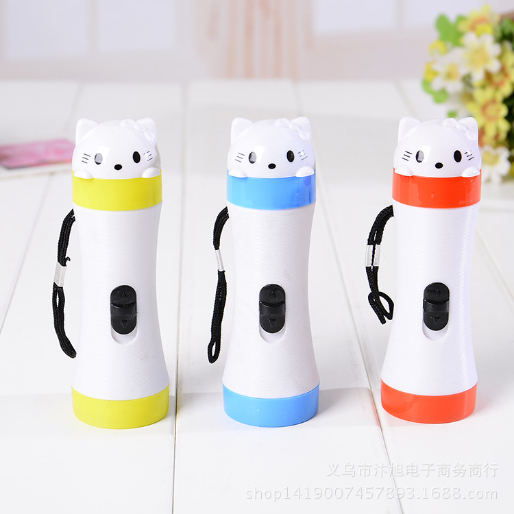 New fashion candy color cat head flashlight led plastic small electric home 2 yuan store products
