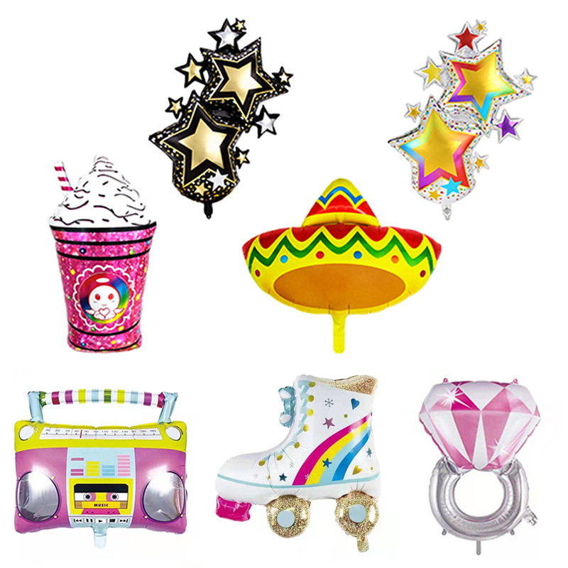 New Amazon cross-border aluminum film balloon holiday birthday party floral print party scene decoration ball party supplies thumbnail