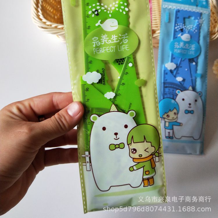 1-yuan store ruler set, student ruler set, plastic children's learning ruler set, 1-yuan wholesale Specification image