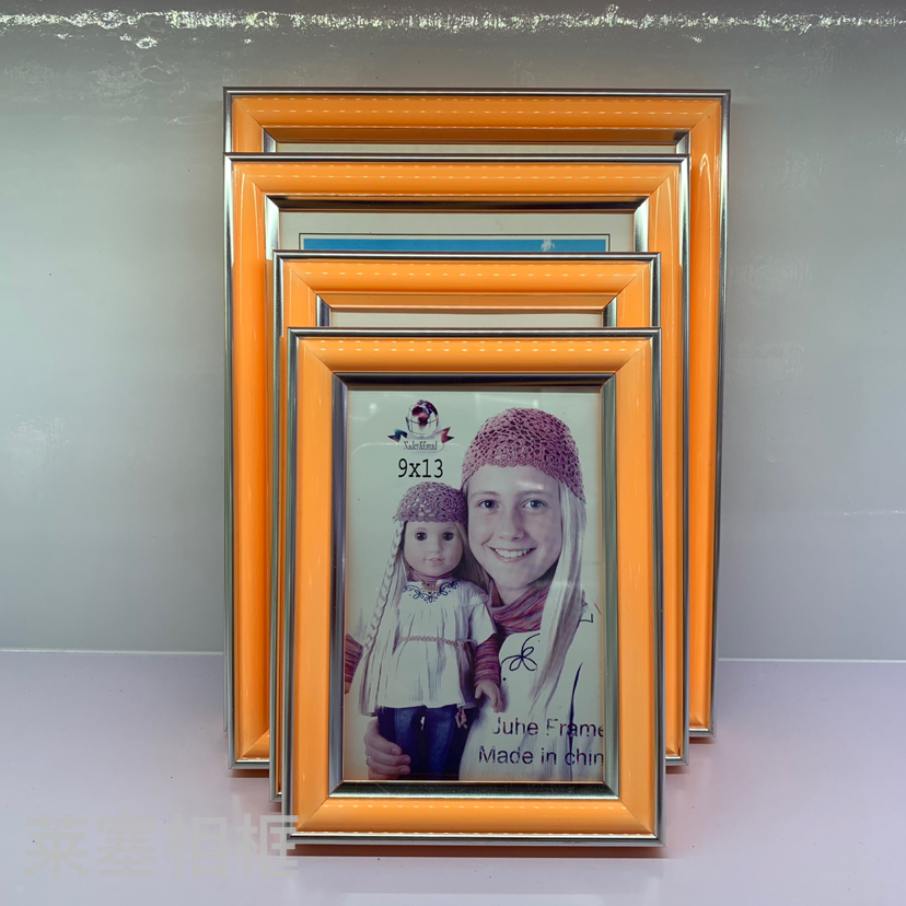 Orange double-silver-edge PVC material creative decorative items for the living room and bedroom, photo handicrafts, plastic photo frames Item Picture