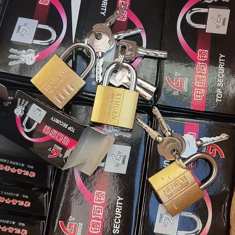 More than 25 specifications imitation copper lock dormitory door single open household watch box lock one word straight open anti-theft window padlock