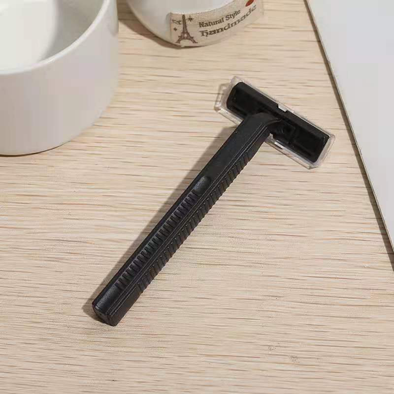 Factory direct sales of disposable razors for hotels, stainless steel disposable shavers, comfortable handles, double-layer blades details Picture