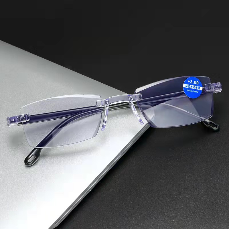无框切边防蓝光老花眼镜智能变焦地摊单双光远近两用工厂销售