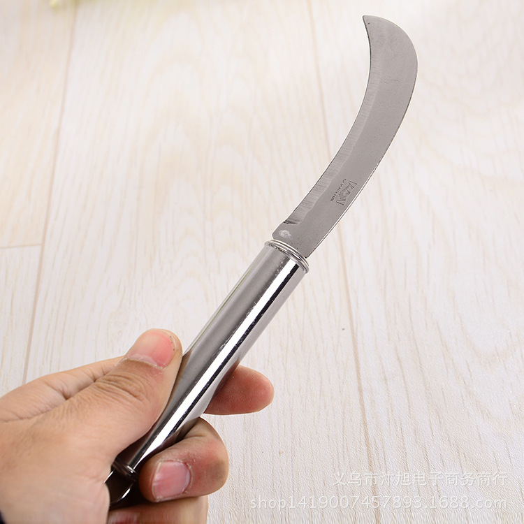Round-handled curved knife, stainless steel fruit knife, direct supply products from street stalls, household peelers, pineapple knives wholesale Specification image