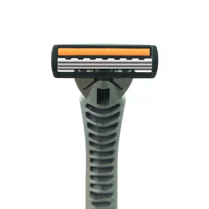 Factory direct sales, hotel shaving, rubber anti-slip handle, three-layer and six-layer blades, old-fashioned razor, manual razor Specification image