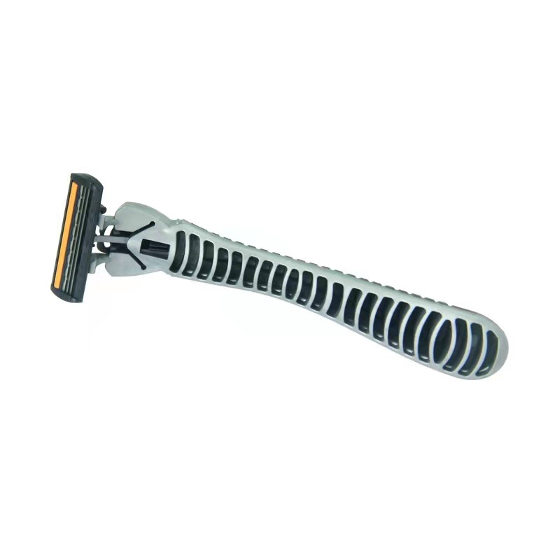 Factory direct sales, hotel shaving, rubber anti-slip handle, three-layer and six-layer blades, old-fashioned razor, manual razor details Picture