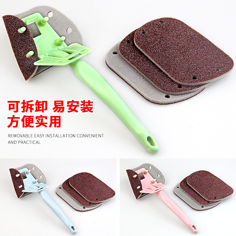 Long-handled cleaning brush, diamond sand sponge, kitchen cleaning, dishwashing and pot washing brush, household scouring pad, dishwashing cloth Specification image