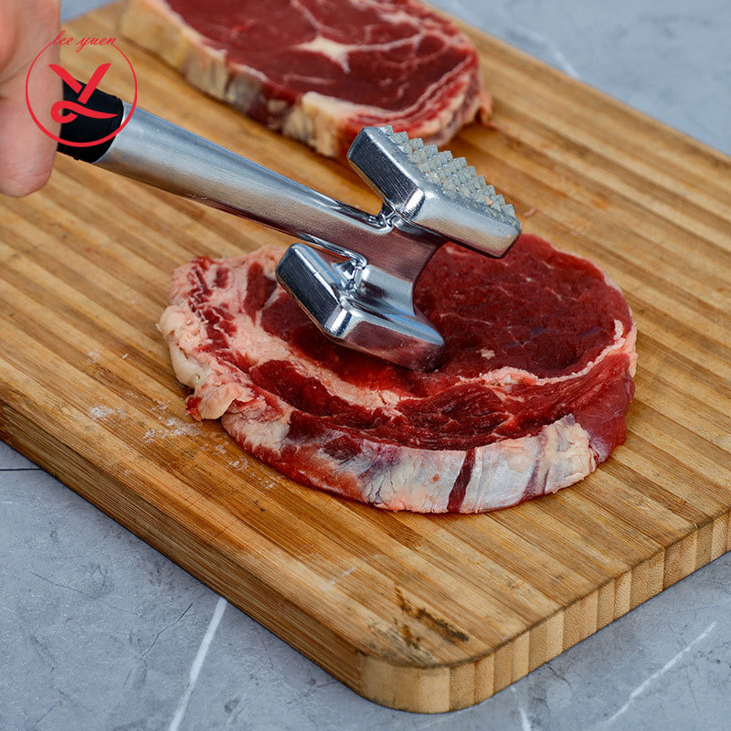 Fine double-sided aluminum loose meat hammer home knock meat hammer kitchen square steak hammer hotel knock meat hammer tender meat hammer