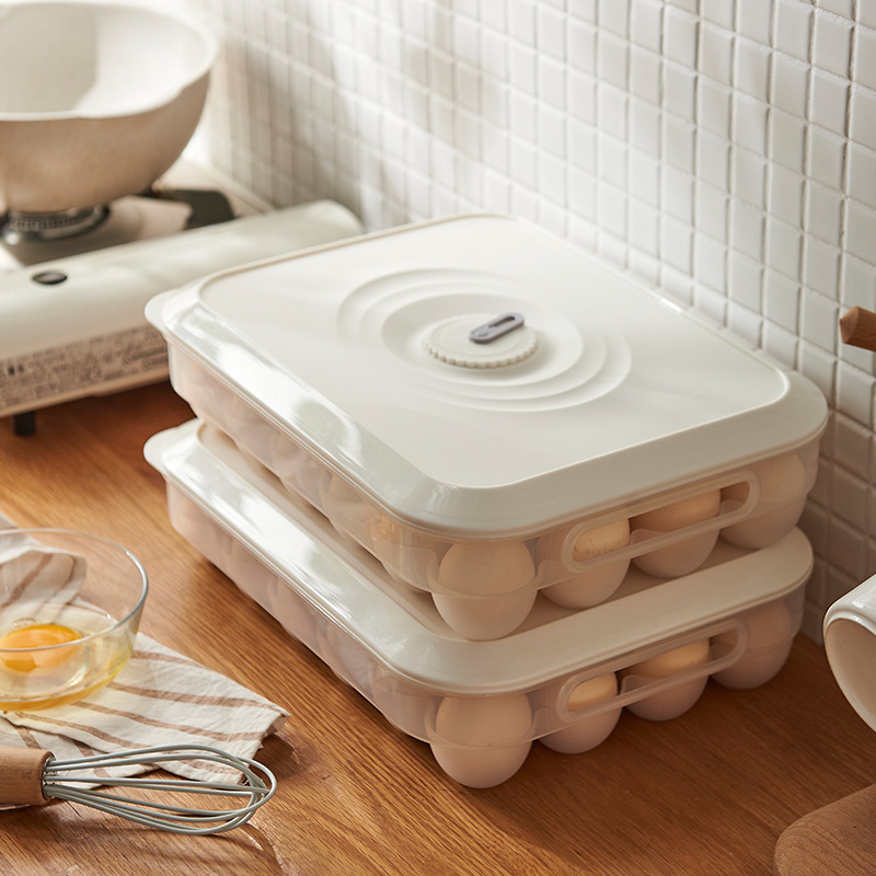 J25-6510鸡蛋盒大容量透明保鲜可叠加鸭蛋收纳盒24格冰箱蛋托蛋架