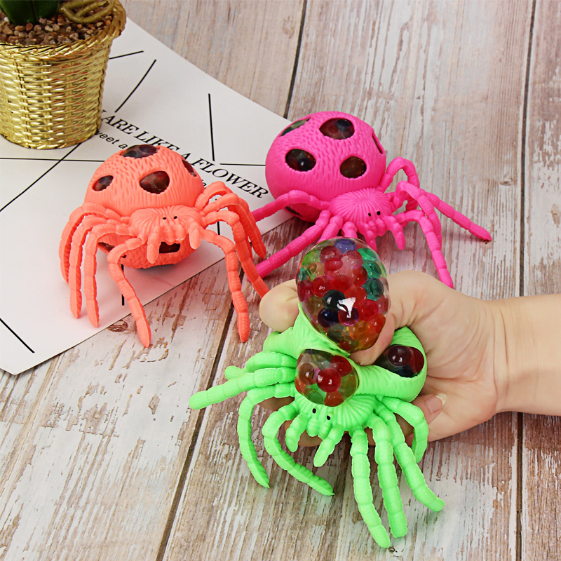 Wholesale of adult and children's prank toys for stress relief, pinching fun, grape balls for venting, spider gold powder venting balls details Picture