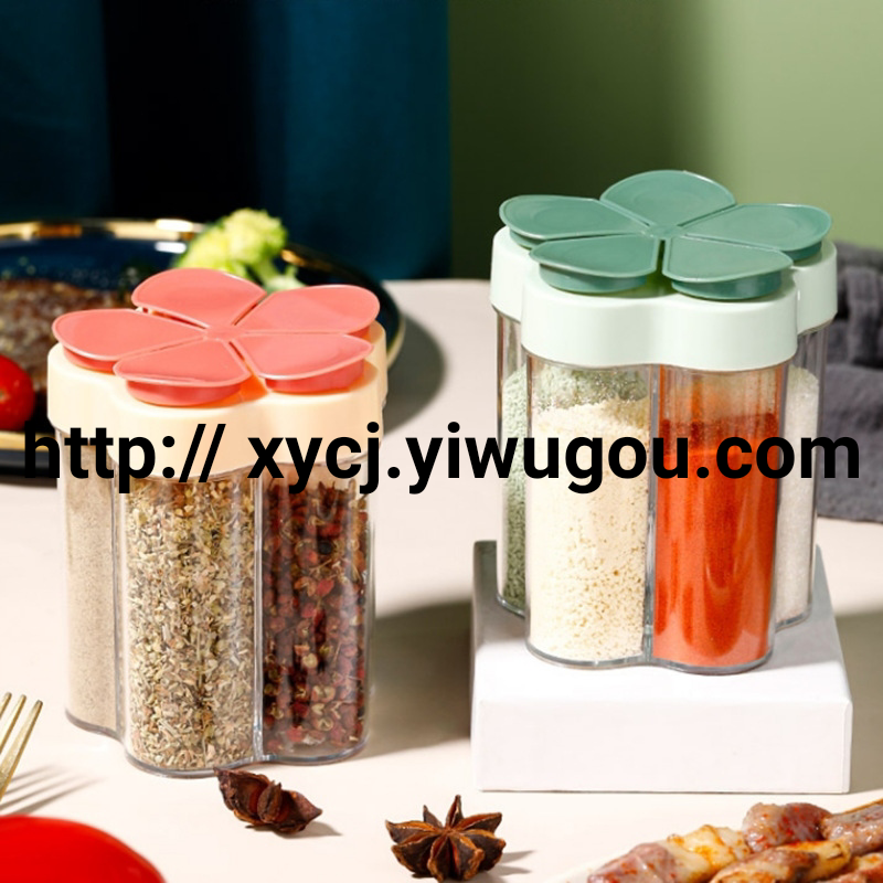 Seasoning jars, household kitchen containers for salt, sugar and monosodium glutamate, seasoning jars, outdoor barbecue popular seasoning boxes, multi-compartment integrated