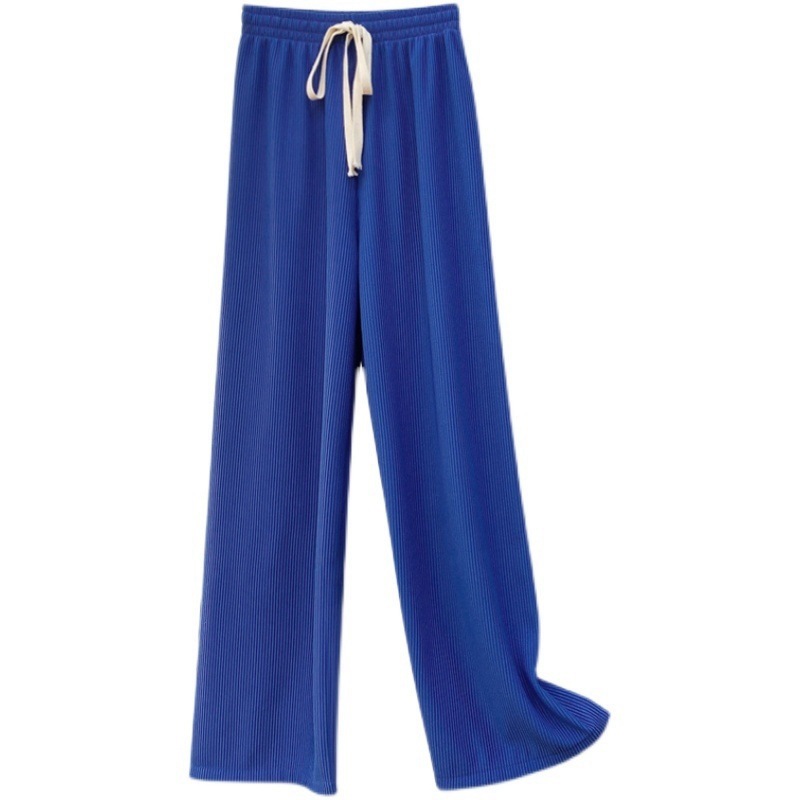 2022 Drape Snake Bone Wide-Leg Pants Women's High-Waisted Baggy Slimming Draw Line Casual Straight-Leg Klein Blue Moped Pants Item Picture